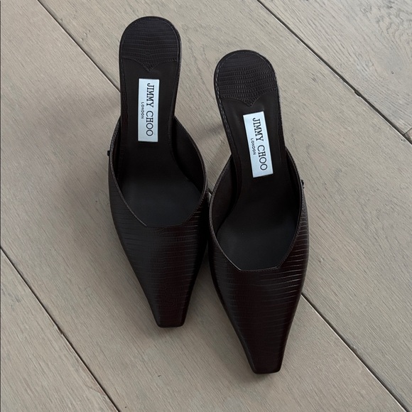 Jimmy Choo brown croc print kitten heel mules - Picture 3 of 7